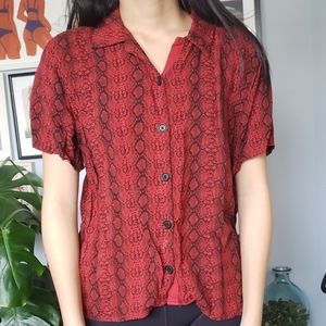 Urban Outfitters | Red Snake Button-Up